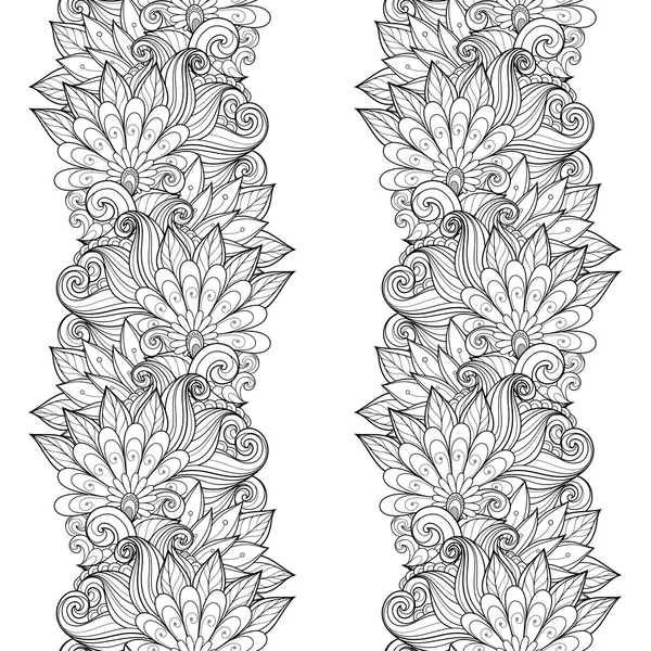 Patrón floral monocromo inconsútil — Archivo Imágenes Vectoriales