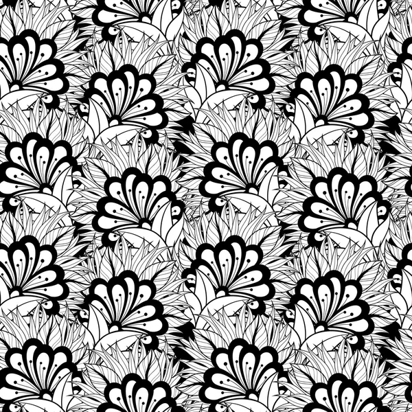 Naadloos Monochrome bloemenpatroon — Stockvector