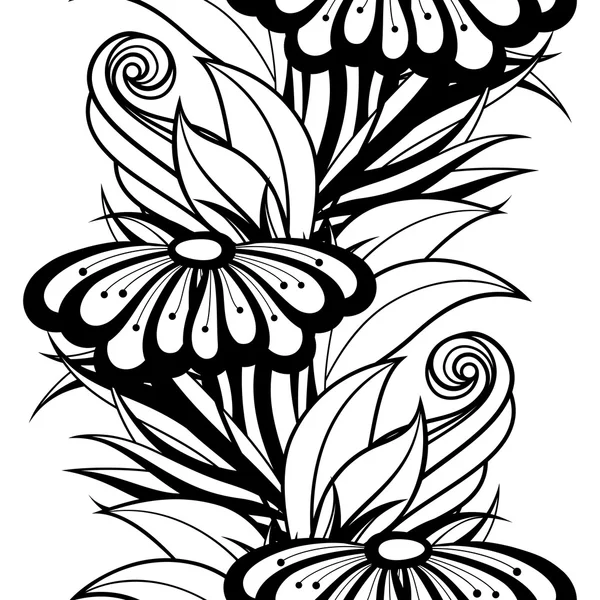 Naadloos Monochrome bloemenpatroon — Stockvector