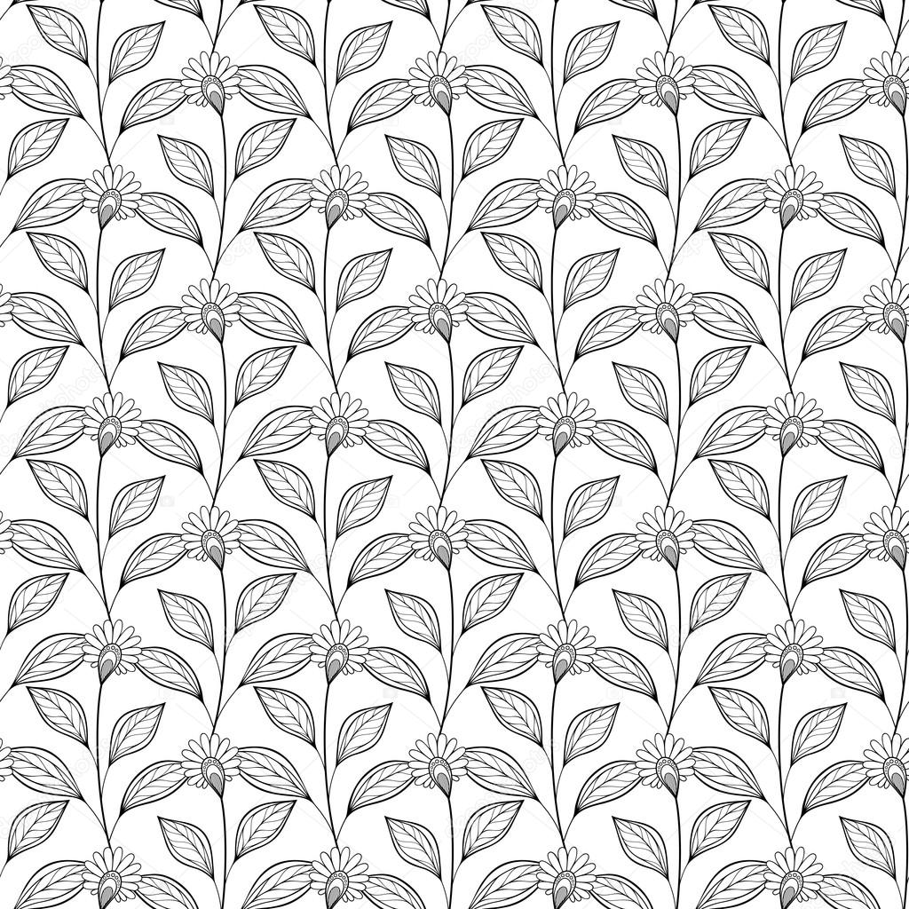 Seamless Monochrome Floral Pattern