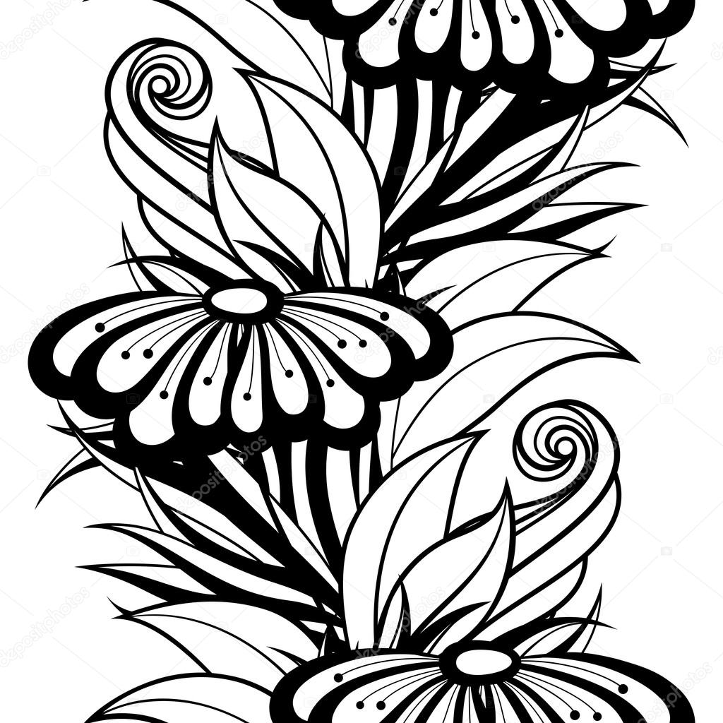 Seamless Monochrome Floral Pattern