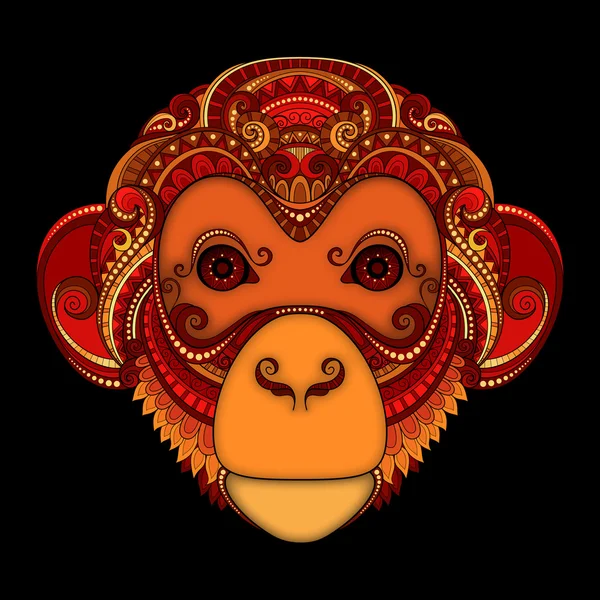 Ornate Monkey Head — Stock Vector