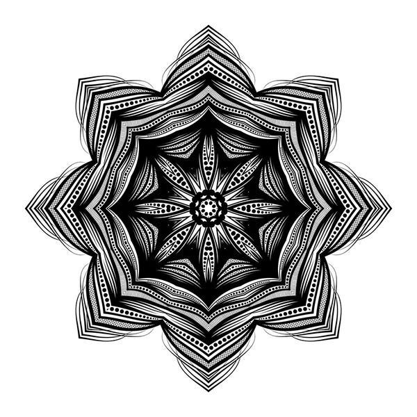 Deco czarny Ornament Mandala — Wektor stockowy