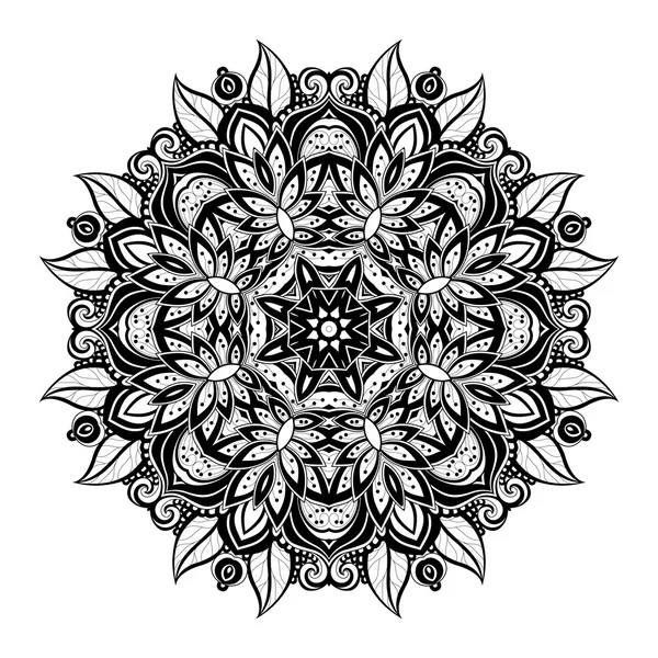 Belo ornamento preto Mandala —  Vetores de Stock