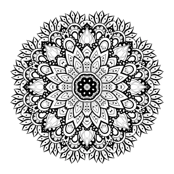 Bel ornement Mandala noir — Image vectorielle