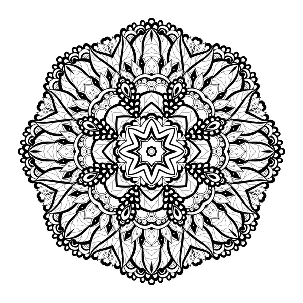 Bellissimo ornamento Mandala nero — Vettoriale Stock
