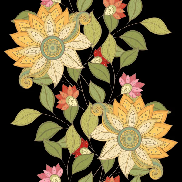 カラフルなシームレスな花柄 — ストックベクタ