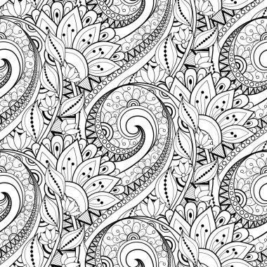 Abstract Seamless Monochrome Floral Pattern clipart