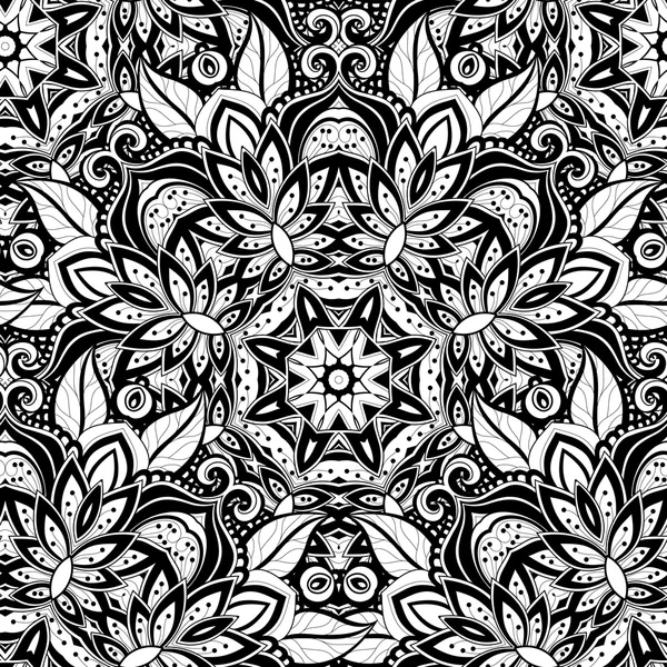 Abstract Seamless Monochrome Ornate Pattern — Stockvector