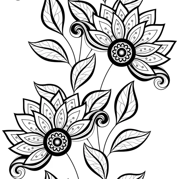 抽象的なシームレスな白黒花柄 — ストックベクタ