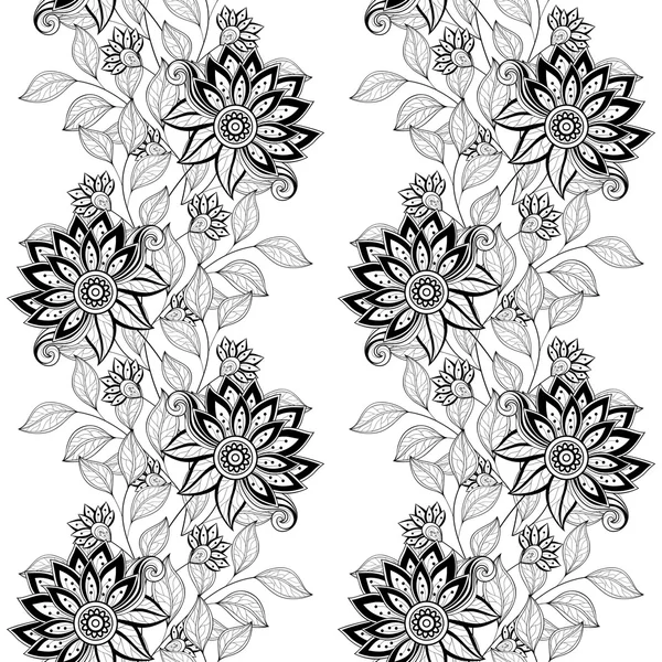 Modèle floral monochrome sans couture abstrait — Image vectorielle