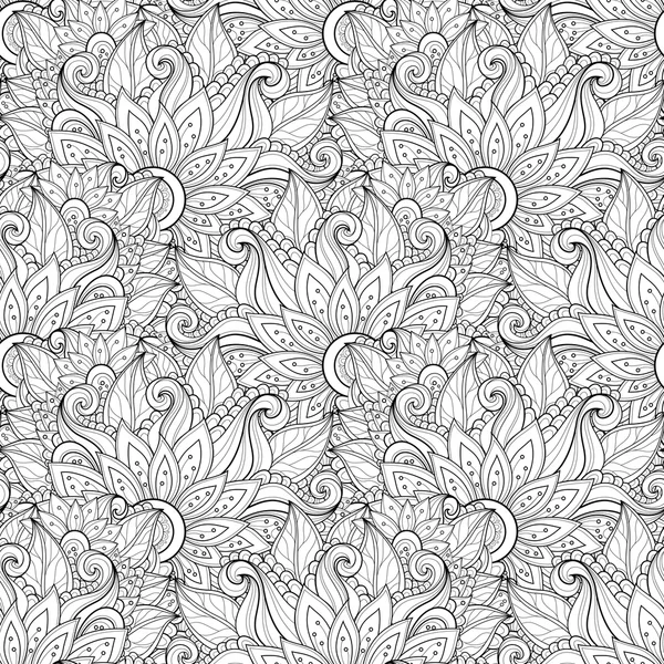 Abstract Seamless Monochrome Floral Pattern — Stock Vector