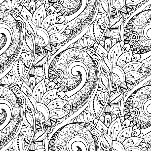 Abstract Seamless Monochrome Floral Pattern — Stock Vector