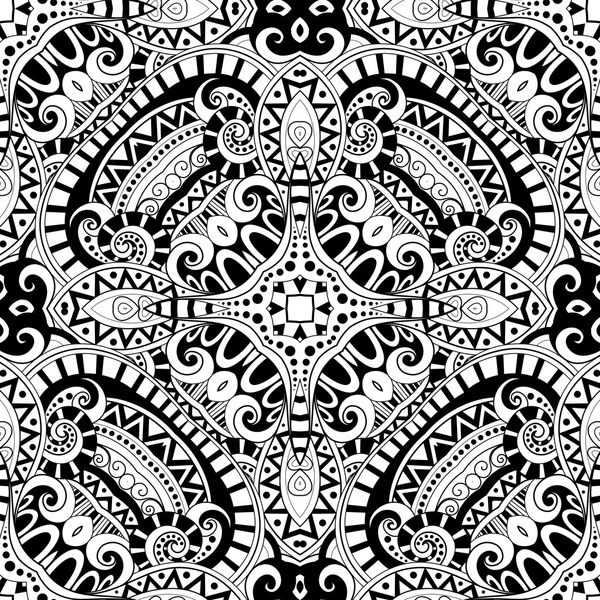 Abstract Seamless Monochrome Ornate Pattern — 스톡 벡터