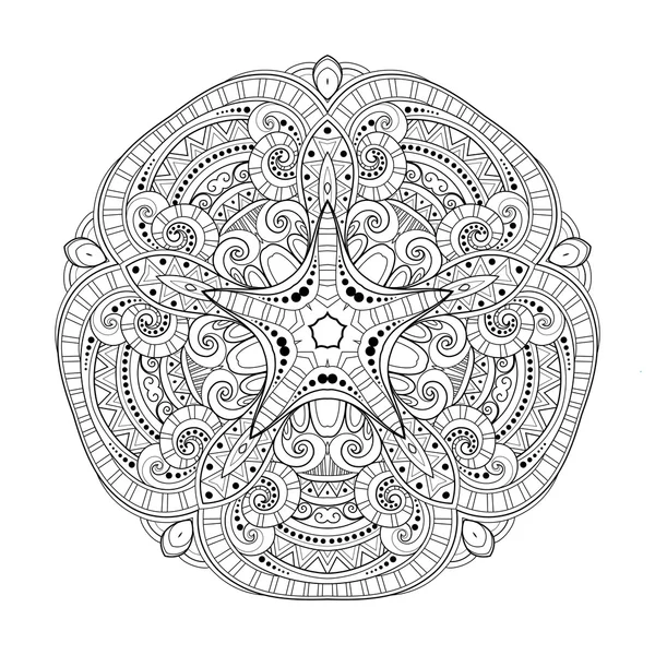 Монохромный орнамент Контур звезды — стоковый вектор