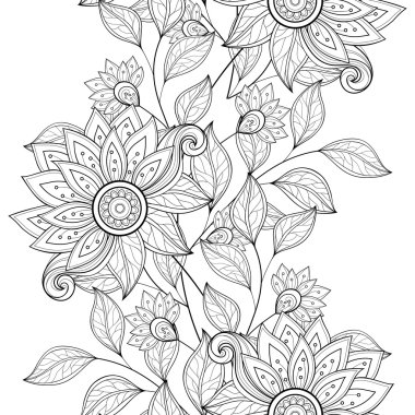 Soyut tek renkli çiçek desenli