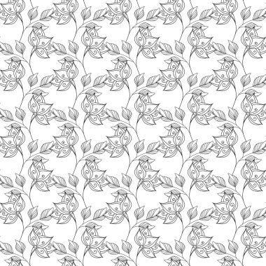 Soyut tek renkli çiçek desenli