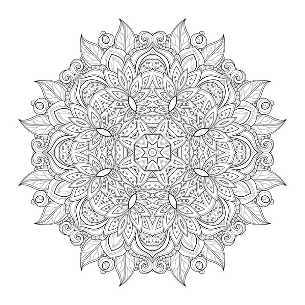 Gyönyörű díszes fekete Mandala — Stock Vector