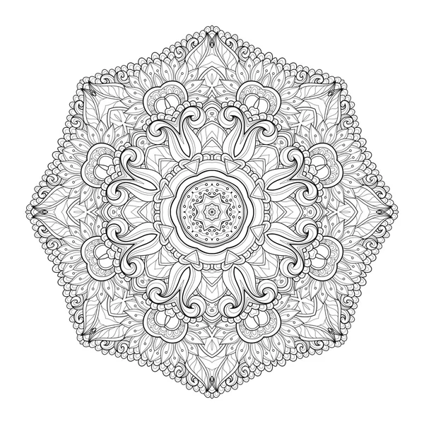 Magnifique Mandala Ornement Noir — Image vectorielle