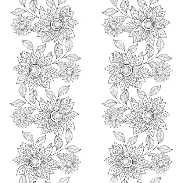Abstraktes monochromes Blumenmuster — Stockvektor