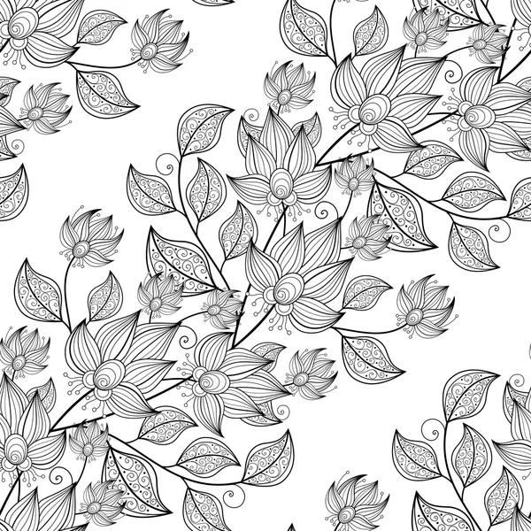 Abstract Monochrome Floral Pattern — Stock Vector