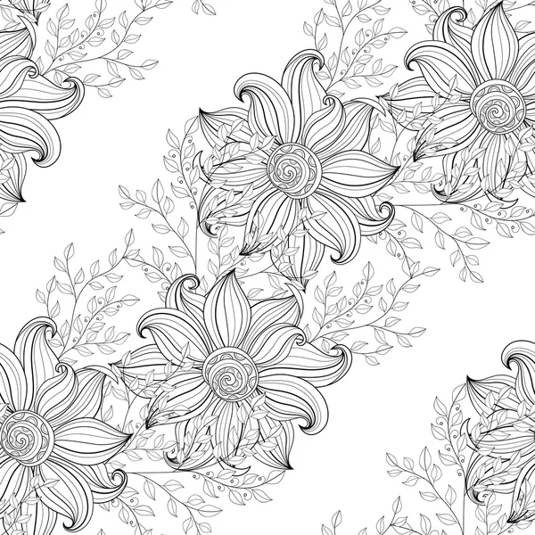 Modèle floral monochrome abstrait — Image vectorielle