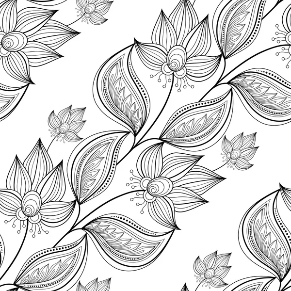 Abstract Monochrome Floral Pattern — Stock Vector