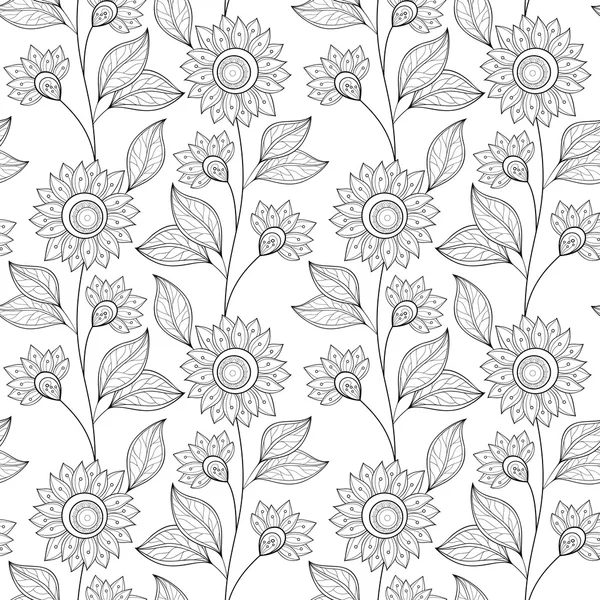 Abstract Monochrome Floral Pattern — Stock Vector