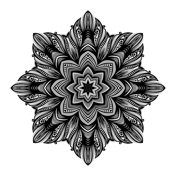 Ornamento negro abstracto Mandala — Vector de stock
