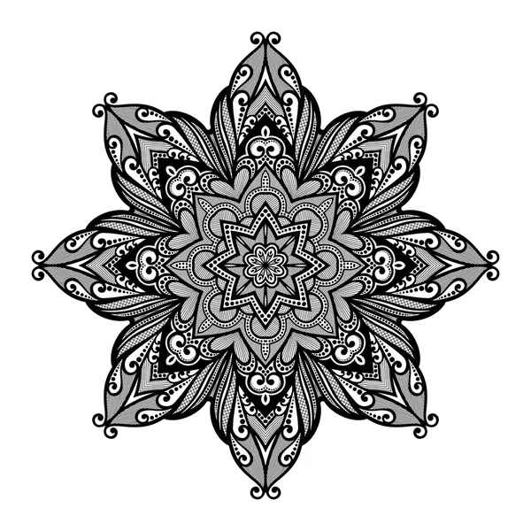 Abstraktní černý Ornament Mandala — Stockový vektor
