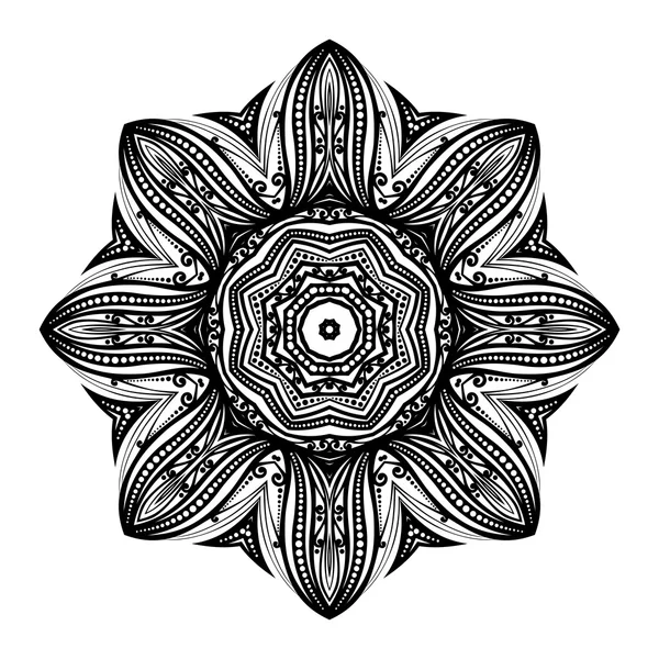 Abstrato preto ornamento Mandala — Vetor de Stock