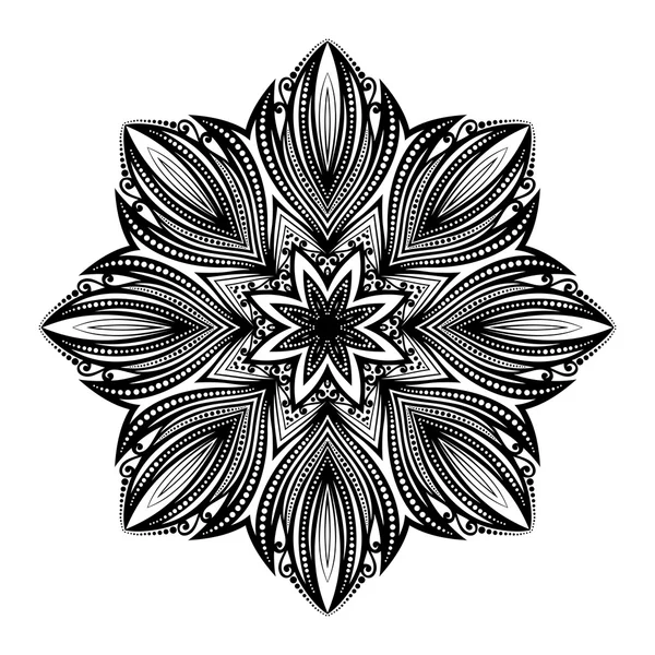 Abstrato preto ornamento Mandala — Vetor de Stock