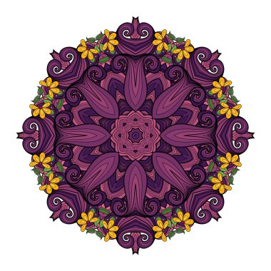 Renkli kontur süsleme Mandala