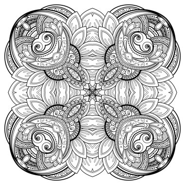 Tek renkli kontur süsleme Mandala