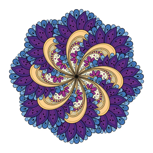 Färgad kontur Prydnad Mandala — Stock vektor