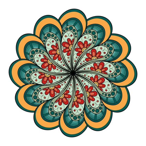 Ornamento di contorno colorato Mandala — Vettoriale Stock