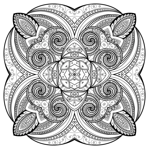 Monochrome Contour Ornament Mandala — Stock Vector