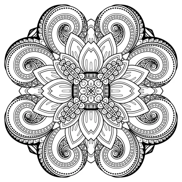 Monochrome Contour Ornament Mandala — Stock Vector