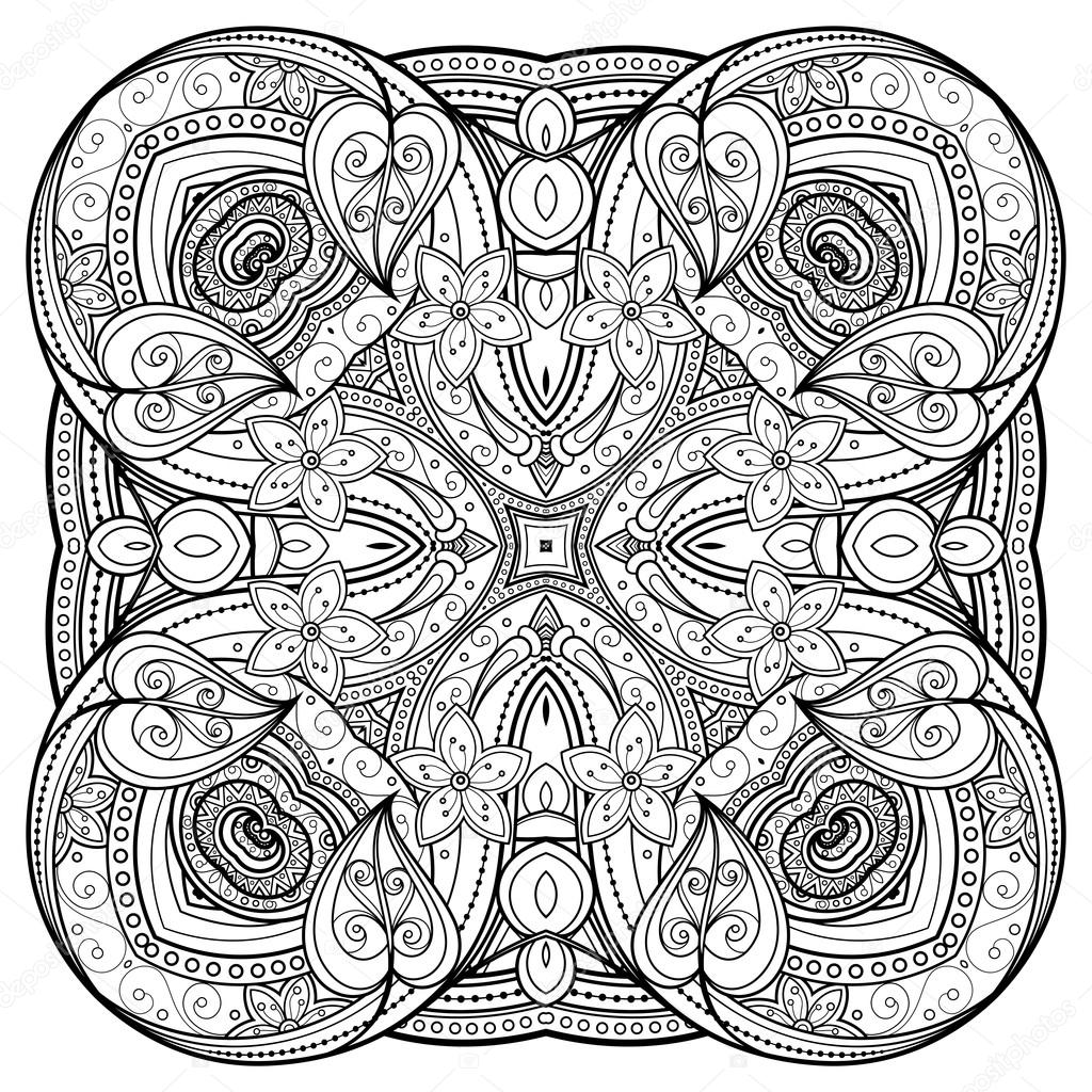 Monochrome Contour Ornament Mandala