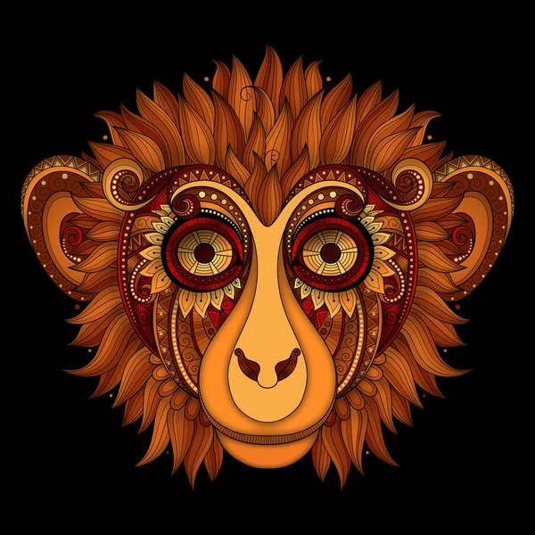 Monkey Head with Ornament — Stock Vector