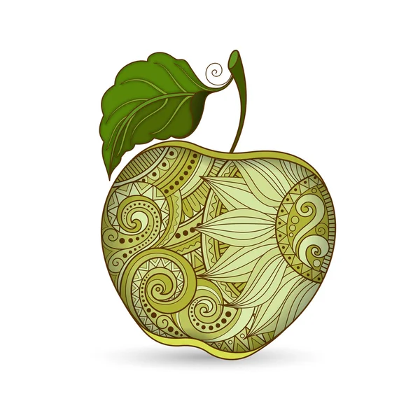 Manzana con adorno decorativo abstracto — Vector de stock