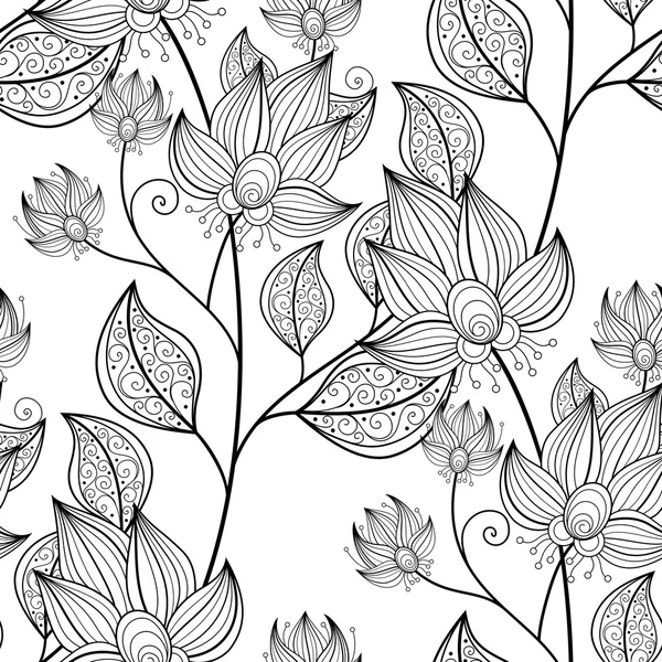 Abstarct  Monochrome Floral Pattern — Stock Vector