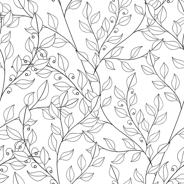 Abstract Floral Pattern, Branches, Leaves — Stock Vector