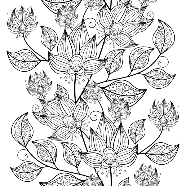 Abstarct  Monochrome Floral Pattern — Stock Vector