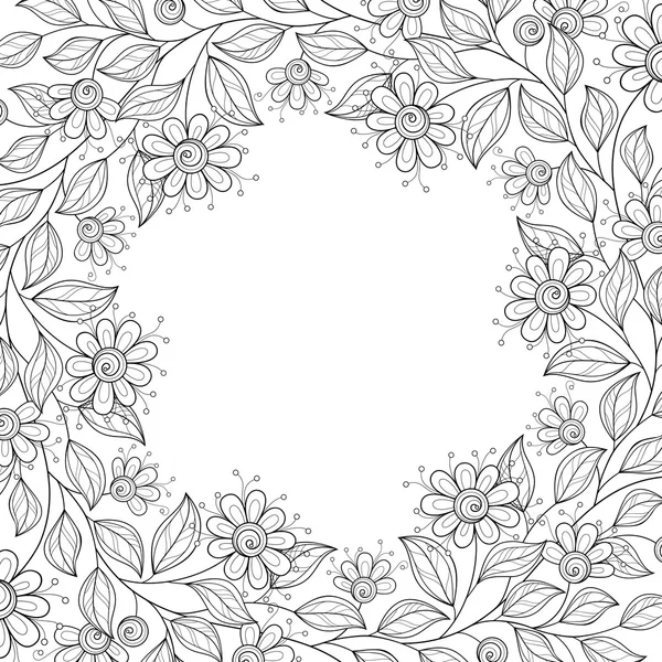 モノクロの抽象的な花柄背景 — ストックベクタ