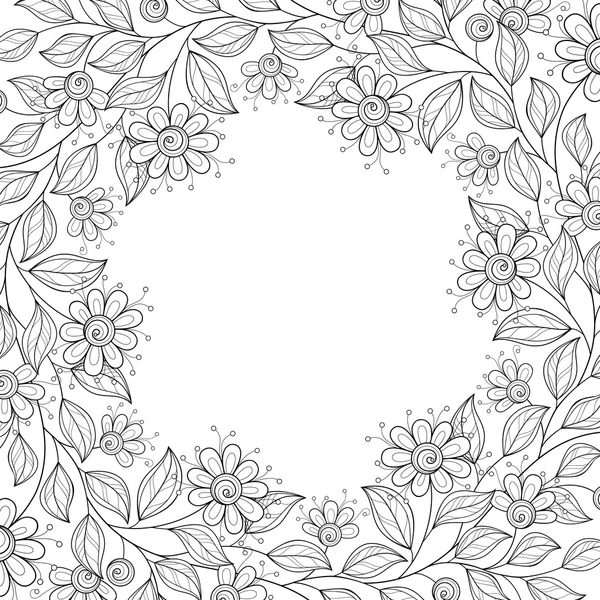 Abstract Monochrome Floral Background — Stock Vector