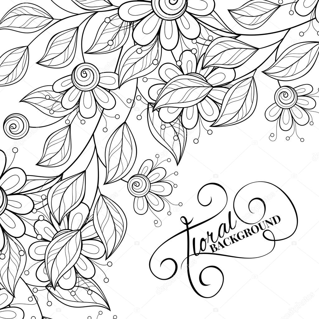 Abstract Monochrome Floral Background
