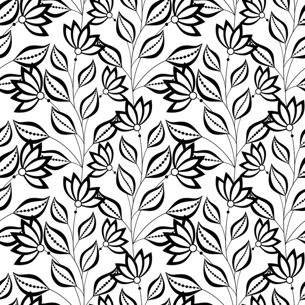 Monocromo patrón floral abstracto — Vector de stock