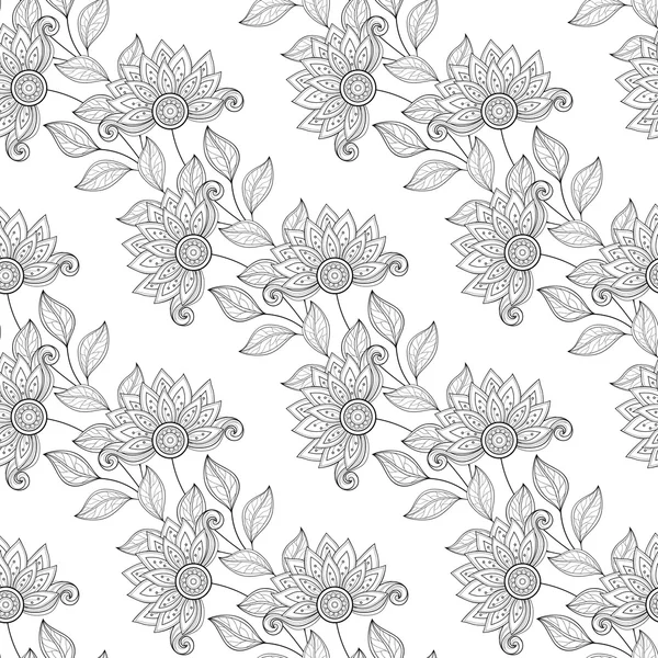 Monochrom abstraktes florales Muster — Stockvektor