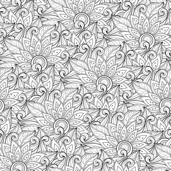 모노크롬 추상 꽃 패턴 — 스톡 벡터